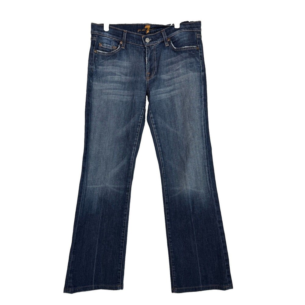 7 For All Mankind Women’s Bootcut Jeans Blue Med Wash Denim Cotton/Spandex 30 30